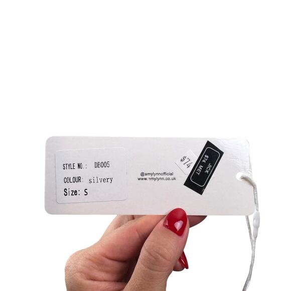 AMYLYNN NWT Womens Lupe Silvery Metallic Straight Leg High Rise Trouser Pants - Picture 10 of 11